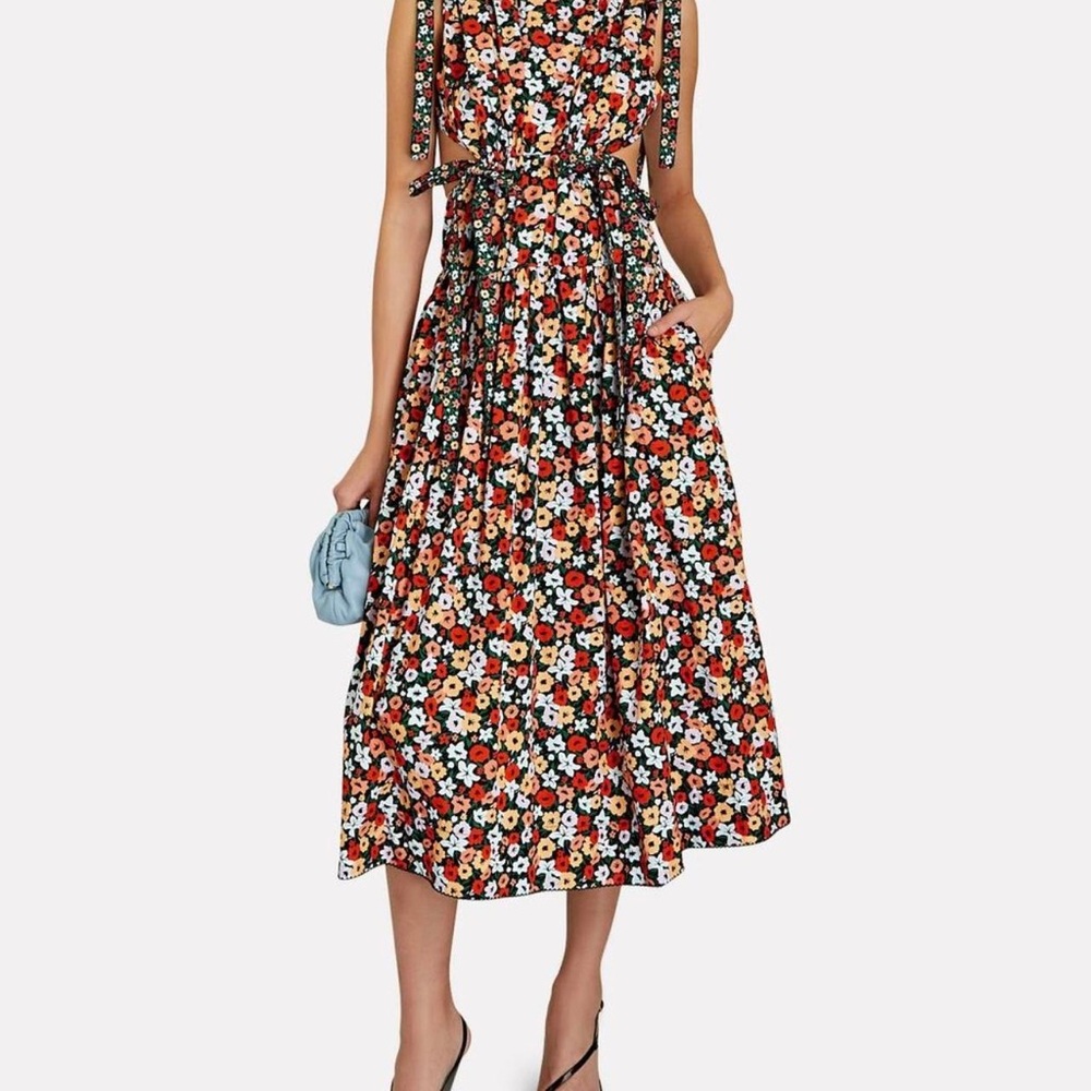 Agua Bendita Black Midi Sundress with Sleeveless Design and Crew Neck